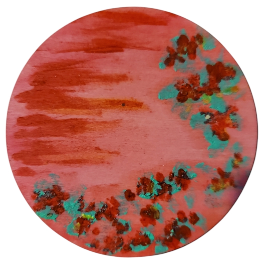 Anna's Creations Hand Crafted Painted Wood Round Magnet Holly Berries Christmas